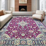Ultra Soft Area Rug, Non Slip, Stain Resistant, Washable Area Rugs for Living Room, Bedroom, Rustic Low Pile Botanical Print(Purple)