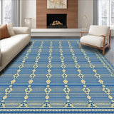 Contemporary Blue Beige Trellis Design(Blue)