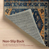 Ultra Soft Area Rug, Non Slip, Stain Resistant, Washable Area Rugs for Living Room, Bedroom, Elegant Earthy Distressed Aesthetic(Blue)