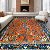 Ultra Soft Area Rug, Non Slip, Stain Resistant, Washable Area Rugs for Living Room, Bedroom, Rustic High-Low Texture Statement(Orange)