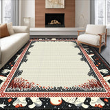 Ultra Soft Area Rug, Non Slip, Stain Resistant, Washable Area Rugs for Living Room, Bedroom, Elegant Dark Floral Whimsy(Black)