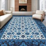 Ultra Soft Area Rug, Non Slip, Stain Resistant, Washable Area Rugs for Living Room, Bedroom, Beige Denim Abstract Geometric(Blue)