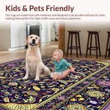 Ultra Soft Area Rug, Non Slip, Stain Resistant, Washable Area Rugs for Living Room, Bedroom, Opulent Peacock Pattern Rug(Purple)
