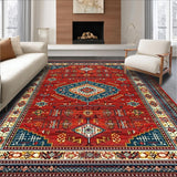 Ultra Soft Area Rug, Non Slip, Stain Resistant, Washable Area Rugs for Living Room, Bedroom, Artistic Jute Textured Pattern(Red)