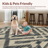 Ultra Soft Area Rug, Non Slip, Stain Resistant, Washable Area Rugs for Living Room, Bedroom, Diamond Grid Neutral Living Room Area Rug(Beige)