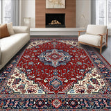 Ultra Soft Area Rug, Non Slip, Stain Resistant, Washable Area Rugs for Living Room, Bedroom, Luxurious Ornate Patterned Accent(Red)