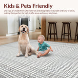 Ultra Soft Area Rug, Non Slip, Stain Resistant, Washable Area Rugs for Living Room, Bedroom, Sleek Black and White Tiled Design(Gray)