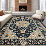 Ultra Soft Area Rug, Non Slip, Stain Resistant, Washable Area Rugs for Living Room, Bedroom, Distressed Vintage Floral Grey Brown Living Room Rug(Blue)
