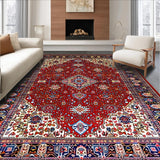 Ultra Soft Area Rug, Non Slip, Stain Resistant, Washable Area Rugs for Living Room, Bedroom, Vibrant Eclectic Abstract Layout(Red)