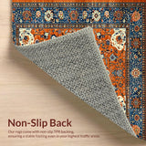 Ultra Soft Area Rug, Non Slip, Stain Resistant, Washable Area Rugs for Living Room, Bedroom, Eclectic Paisley Floral Fusion(Orange)