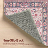 Ultra Soft Area Rug, Non Slip, Stain Resistant, Washable Area Rugs for Living Room, Bedroom, Chic Transitional Lattice Motif(Pink)