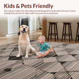 Ultra Soft Area Rug, Non Slip, Stain Resistant, Washable Area Rugs for Living Room, Bedroom, Contemporary Earthy Geometric Motif(Beige)