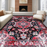 Ultra Soft Area Rug, Non Slip, Stain Resistant, Washable Area Rugs for Living Room, Bedroom, Contemporary Subtle Patterned Elegance(Red)