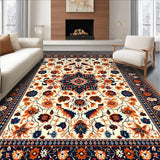 Ultra Soft Area Rug, Non Slip, Stain Resistant, Washable Area Rugs for Living Room, Bedroom, Lively Distressed Medallion Visual(White)