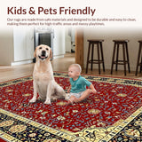 Ultra Soft Area Rug, Non Slip, Stain Resistant, Washable Area Rugs for Living Room, Bedroom, Vibrant Classic Ogee Arrangement(Red)