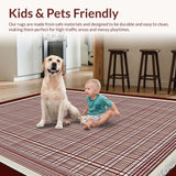 Ultra Soft Area Rug, Non Slip, Stain Resistant, Washable Area Rugs for Living Room, Bedroom, Sophisticated Gray and Brown Tiled Motif(Brown)