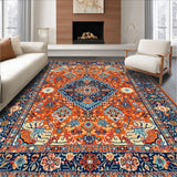 Ultra Soft Area Rug, Non Slip, Stain Resistant, Washable Area Rugs for Living Room, Bedroom, Bright Medallion Patterned Vibe(Orange)