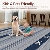 Ultra Soft Area Rug, Non Slip, Stain Resistant, Washable Area Rugs for Living Room, Bedroom, Artistic Coastal Inspired Textural Blend(Blue)
