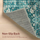 Ultra Soft Area Rug, Non Slip, Stain Resistant, Washable Area Rugs for Living Room, Bedroom, Elegant Distressed Blue Pattern(Green)