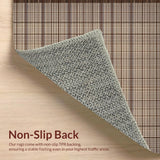 Ultra Soft Area Rug, Non Slip, Stain Resistant, Washable Area Rugs for Living Room, Bedroom, Contemporary Rustic Checkered Motif(Brown)