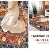 Ultra Soft Area Rug, Non Slip, Stain Resistant, Washable Area Rugs for Living Room, Bedroom, Bright Medallion Patterned Vibe(Orange)