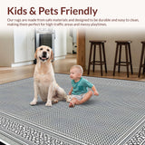 Ultra Soft Area Rug, Non Slip, Stain Resistant, Washable Area Rugs for Living Room, Bedroom, Contemporary Geometric Textured Style(Gray)