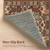 Ultra Soft Area Rug, Non Slip, Stain Resistant, Washable Area Rugs for Living Room, Bedroom, Intricate Boho Area Featuring Geometric Floral(Orange)