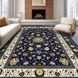 Ultra Soft Area Rug, Non Slip, Stain Resistant, Washable Area Rugs for Living Room, Bedroom, Natural Fiber Oriental Border(Blue)