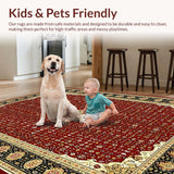 Ultra Soft Area Rug, Non Slip, Stain Resistant, Washable Area Rugs for Living Room, Bedroom, Refined Minimalist Textured Look(Red)