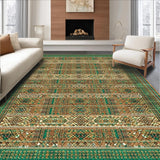 Ultra Soft Area Rug, Non Slip, Stain Resistant, Washable Area Rugs for Living Room, Bedroom, Rustic Tiled Symmetrical Design(Brown)