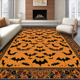 Ultra Soft Area Rug, Non Slip, Stain Resistant, Washable Area Rugs for Living Room, Bedroom, Artistic Nature-Inspired Bat Print(Orange)