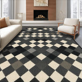 Ultra Soft Area Rug, Non Slip, Stain Resistant, Washable Area Rugs for Living Room, Bedroom, Contemporary Monochrome Diamond Style(Beige)