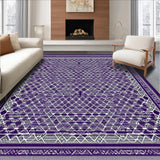 Ultra Soft Area Rug, Non Slip, Stain Resistant, Washable Area Rugs for Living Room, Bedroom, Unique Trellis-Inspired Color Palette(Purple)