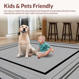 Ultra Soft Area Rug, Non Slip, Stain Resistant, Washable Area Rugs for Living Room, Bedroom, Contemporary Neutral Tiled Art(Gray)