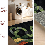 Ultra Soft Area Rug, Non Slip, Stain Resistant, Washable Area Rugs for Living Room, Bedroom, Chic Modernist Black Design(Black)