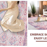 Ultra Soft Area Rug, Non Slip, Stain Resistant, Washable Area Rugs for Living Room, Bedroom, Cozy Textured Geometric Artwork(Pink)