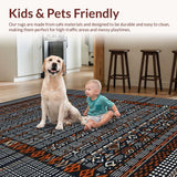 Ultra Soft Area Rug, Non Slip, Stain Resistant, Washable Area Rugs for Living Room, Bedroom, Chic Tiled Patterned Minimalism(Black)