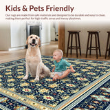 Ultra Soft Area Rug, Non Slip, Stain Resistant, Washable Area Rugs for Living Room, Bedroom, Trellis Area Navy and Beige Waterproof(Blue)