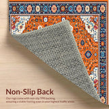 Ultra Soft Area Rug, Non Slip, Stain Resistant, Washable Area Rugs for Living Room, Bedroom, Cheerful Multi-Tonal Floral Element(Orange)