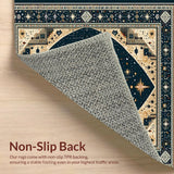 Ultra Soft Area Rug, Non Slip, Stain Resistant, Washable Area Rugs for Living Room, Bedroom, Mystical Crescent Stellar Aesthetic(Blue)
