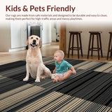 Ultra Soft Area Rug, Non Slip, Stain Resistant, Washable Area Rugs for Living Room, Bedroom, Rustic Earthy Striped Aesthetic(Gray)