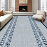 Ultra Soft Area Rug, Non Slip, Stain Resistant, Washable Area Rugs for Living Room, Bedroom, Luxurious Navy Tiled Arrangement(White)