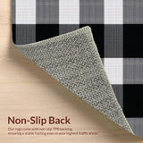 Ultra Soft Area Rug, Non Slip, Stain Resistant, Washable Area Rugs for Living Room, Bedroom, Stylish Neutral Plaid Theme(Black)