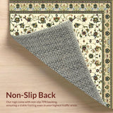 Ultra Soft Area Rug, Non Slip, Stain Resistant, Washable Area Rugs for Living Room, Bedroom, Vintage Floral Hallway with Beige and Green Tones(Beige)