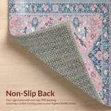 Ultra Soft Area Rug, Non Slip, Stain Resistant, Washable Area Rugs for Living Room, Bedroom, Rustic Geometric Tile Motif(Pink)