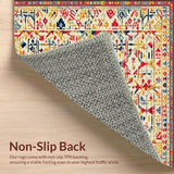 Ultra Soft Area Rug, Non Slip, Stain Resistant, Washable Area Rugs for Living Room, Bedroom, Artistic Boho Area with Rich Beige and Colorful Geometric Elements(Yellow)