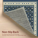 Ultra Soft Area Rug, Non Slip, Stain Resistant, Washable Area Rugs for Living Room, Bedroom, Geometric Art for Entryway with Beige and Blue Hues(Blue)