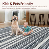 Ultra Soft Area Rug, Non Slip, Stain Resistant, Washable Area Rugs for Living Room, Bedroom, Reversible Black and White Patio Pool Rug(Blue)