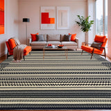 Ultra Soft Area Rug, Non Slip, Stain Resistant, Washable Area Rugs for Living Room, Bedroom, Durable Plastic Reversible Design for Deck and Yard Spaces(Black)
