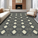 Ultra Soft Area Rug, Non Slip, Stain Resistant, Washable Area Rugs for Living Room, Bedroom, Black Ivory Geometric Living Room Area Rug(Black)